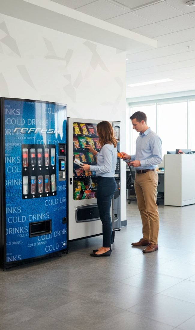 personal usando maquinas vending